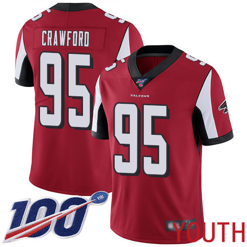 Atlanta Falcons Limited Red Youth Jack Crawford Home Jersey NFL Football #95 100th Season Vapor Untouchable->youth nfl jersey->Youth Jersey
